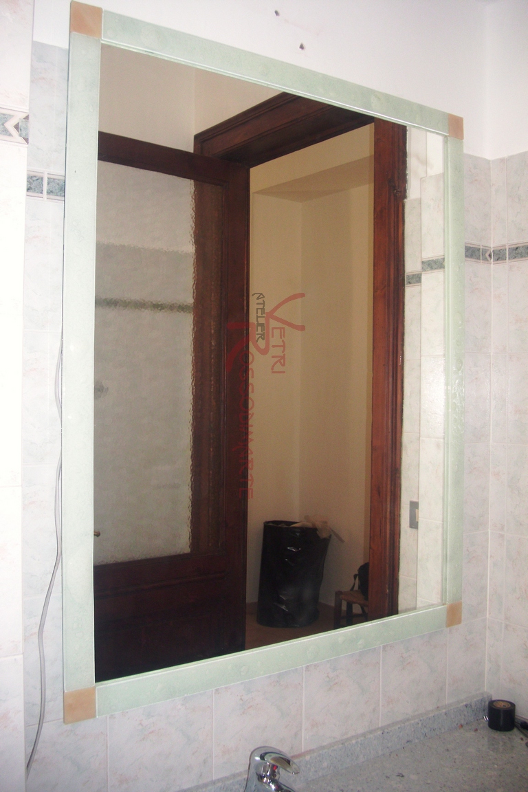 Specchiera Rettangolare 170x67 Cornice In Vetro E Specchio Fumè